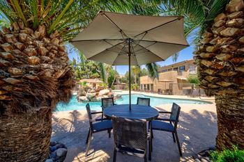Poolside Dining Tables at Playa Vista Apartments, Pacifica SD Management, Nevada